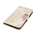 Samsung Galaxy S26 Ultra Custodia portafoglio con strass gufo - Oro