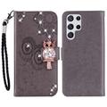 Samsung Galaxy S26 Ultra Custodia portafoglio con strass gufo