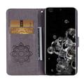 Samsung Galaxy S26 Ultra Custodia portafoglio con strass gufo - Grigia