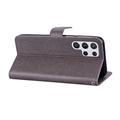 Samsung Galaxy S26 Ultra Custodia portafoglio con strass gufo - Grigia