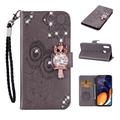 Samsung Galaxy S26 Ultra Custodia portafoglio con strass gufo - Grigia
