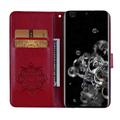 Custodia per portafoglio Samsung Galaxy S26 Ultra con strass di gufo - Rossa