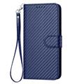 Samsung Galaxy S26 Ultra Custodia Premium a portafoglio con cinturino - Struttura in fibra di carbonio - Blu carbonio