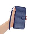 Samsung Galaxy S26 Ultra Custodia Premium a portafoglio con cinturino - Struttura in fibra di carbonio - Blu carbonio