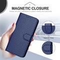 Samsung Galaxy S26 Ultra Custodia Premium a portafoglio con cinturino - Struttura in fibra di carbonio - Blu carbonio