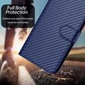 Samsung Galaxy S26 Ultra Custodia Premium a portafoglio con cinturino - Struttura in fibra di carbonio - Blu carbonio