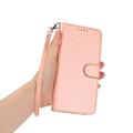 Samsung Galaxy S26 Ultra Custodia Premium a portafoglio con cinturino - Struttura in fibra di carbonio - Rosa carbone