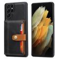 Custodia in Stile Retrò con Portafoglio per Samsung Galaxy S26 Ultra - Nera
