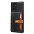 Custodia in Stile Retrò con Portafoglio per Samsung Galaxy S26 Ultra - Nera