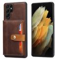 Custodia in Stile Retrò con Portafoglio per Samsung Galaxy S26 Ultra - Marrone