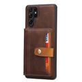 Custodia in Stile Retrò con Portafoglio per Samsung Galaxy S26 Ultra - Marrone