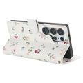 Custodia a portafoglio floreale rombica per Samsung Galaxy S26 Ultra - Rose
