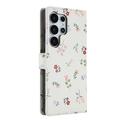 Custodia a portafoglio floreale rombica per Samsung Galaxy S26 Ultra - Rose