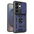 Custodia ibrida con anello rotante e protezione per fotocamera per Samsung Galaxy S26 Ultra - Blu