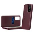 Custodia Samsung Galaxy S26 Ultra Smart Clear View con slot per schede - Rosso vino