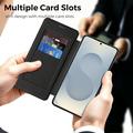 Custodia a libro magnetica elegante per Samsung Galaxy S26 Ultra con scomparti per carte RFID - Nera