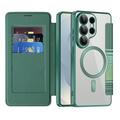 Custodia a libro magnetica elegante per Samsung Galaxy S26 Ultra con scomparti per carte RFID - Verde scuro