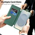 Custodia a libro magnetica elegante per Samsung Galaxy S26 Ultra con scomparti per carte RFID - Verde scuro