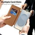 Custodia a libro magnetica elegante per Samsung Galaxy S26 Ultra con scomparti per carte RFID - Marrone