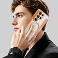Custodia a libro magnetica elegante per Samsung Galaxy S26 Ultra con scomparti per carte RFID - Arancione