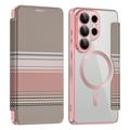 Custodia a libro magnetica elegante per Samsung Galaxy S26 Ultra con scomparti per carte RFID - Rosa