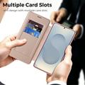 Custodia a libro magnetica elegante per Samsung Galaxy S26 Ultra con scomparti per carte RFID - Rosa