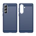 Custodia in TPU spazzolato per Samsung Galaxy S26+ - Fibra di Carbonio - Blu
