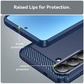 Custodia in TPU spazzolato per Samsung Galaxy S26+ - Fibra di Carbonio - Blu