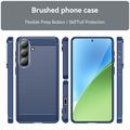 Custodia in TPU spazzolato per Samsung Galaxy S26+ - Fibra di Carbonio - Blu