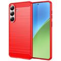 Custodia in TPU spazzolato per Samsung Galaxy S26+ - Fibra di Carbonio - Rossa
