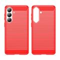 Custodia in TPU spazzolato per Samsung Galaxy S26+ - Fibra di Carbonio - Rossa