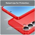 Custodia in TPU spazzolato per Samsung Galaxy S26+ - Fibra di Carbonio - Rossa