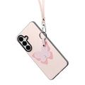 Custodia Samsung Galaxy S26+ Dux Ducis Luvy con anello per le dita e cinturino per la mano - Rosa chiaro / Farfalla
