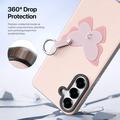 Custodia Samsung Galaxy S26+ Dux Ducis Luvy con anello per le dita e cinturino per la mano - Rosa chiaro / Farfalla