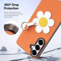 Custodia per Samsung Galaxy S26+ Dux Ducis Luvy con anello per le dita e cinturino per la mano - Arancione / Margherita