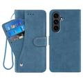 Samsung Galaxy S26+ Elegante custodia a portafoglio retrò con portacarte rotante - Blu