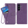 Samsung Galaxy S26+ Elegante custodia a portafoglio retrò con portacarte rotante - Viola