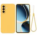 Custodia in silicone liquido con cinghia a mano per Samsung Galaxy S26+ - Gialla