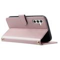 Custodia a portafoglio trapuntata lusso per Samsung Galaxy S26+ - Oro rosa