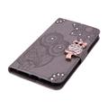Samsung Galaxy S26+ Custodia portafoglio con strass gufo - Grigia