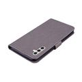 Samsung Galaxy S26+ Custodia portafoglio con strass gufo - Grigia