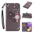 Samsung Galaxy S26+ Custodia portafoglio con strass gufo - Grigia