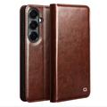 Custodia in pelle a portafoglio Samsung Galaxy S26+ Qialino Classic - Marrone Scuro