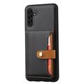Custodia in Stile Retrò con Portafoglio per Samsung Galaxy S26+ - Nera