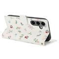 Custodia a portafoglio floreale rombica per Samsung Galaxy S26+ - Rose