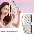 Custodia a portafoglio floreale rombica per Samsung Galaxy S26+ - Rose
