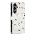 Custodia a portafoglio floreale rombica per Samsung Galaxy S26+ - Rose