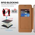 Custodia a libro magnetica elegante per Samsung Galaxy S26+ con scomparti per carte RFID - Marrone