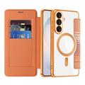 Custodia a libro magnetica elegante per Samsung Galaxy S26+ con scomparti per carte RFID - Arancione