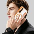 Custodia a libro magnetica elegante per Samsung Galaxy S26+ con scomparti per carte RFID - Arancione
